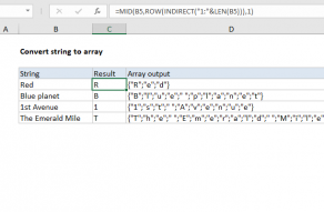 Excel formula: Convert string to array