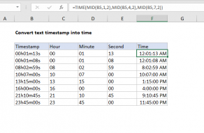 Excel formula: Convert text timestamp into time