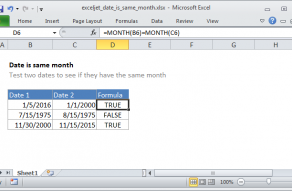Excel formula: Date is same month