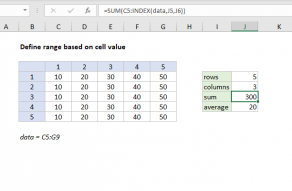 Excel formula: Define range based on cell value