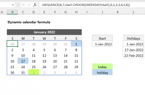 Excel formula: Dynamic calendar formula