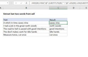 Excel formula: Extract last two words from cell