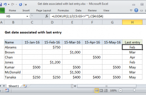 Excel formula: Get date associated with last entry