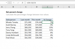 Excel formula: Get percent change