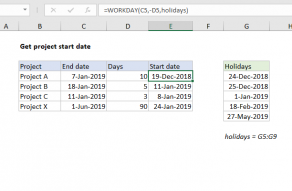 Excel formula: Get project start date