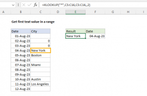 Excel formula: Get first text value in a range