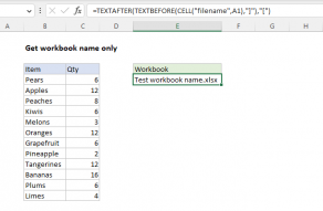 Excel formula: Get workbook name only