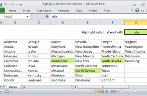 Excel formula: Highlight cells that end with