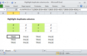 Excel formula: Highlight duplicate columns