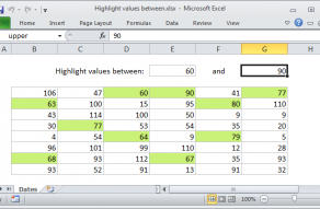Excel formula: Highlight values between
