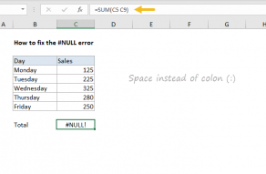 Excel formula: How to fix the #NULL! error