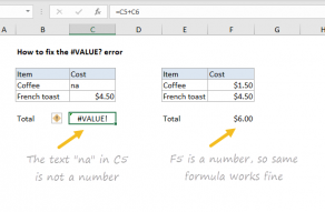 Excel formula: How to fix the #VALUE! error