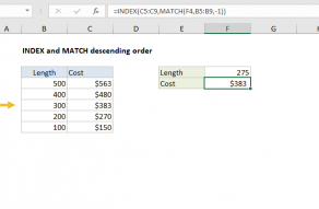 Excel formula: INDEX and MATCH descending order