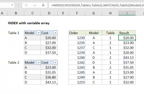Excel formula: INDEX with variable array