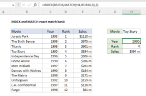 Excel formula: INDEX and MATCH exact match
