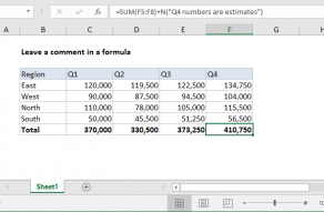 Excel formula: Leave a comment in a formula