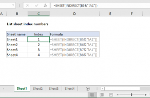 Excel formula: List sheet index numbers