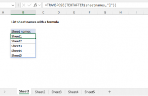 Excel formula: List sheet names with formula