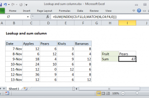 Excel formula: Lookup and sum column