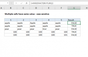 Excel formula: Multiple cells have same value case sensitive