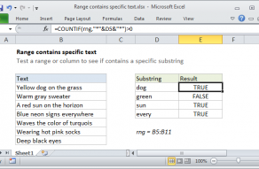 Excel formula: Range contains specific text