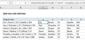 Excel formula: Split text with delimiter