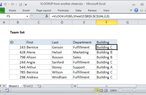 Excel formula: VLOOKUP from another sheet