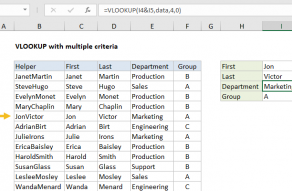 Excel formula: VLOOKUP with multiple criteria