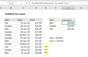 Excel formula: XLOOKUP last match