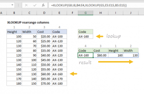Excel formula: XLOOKUP rearrange columns