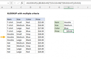Excel formula: XLOOKUP with multiple criteria