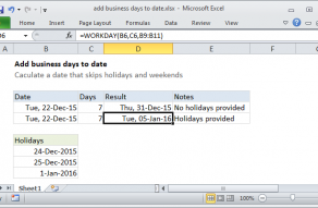 Excel formula: Add business days to date