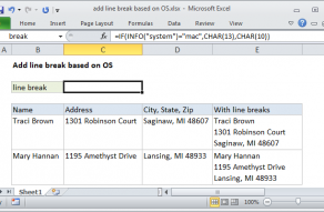 Excel formula: Add line break based on OS