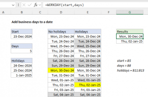 Excel formula: Add business days to date