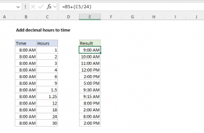 Excel formula: Add decimal hours to time