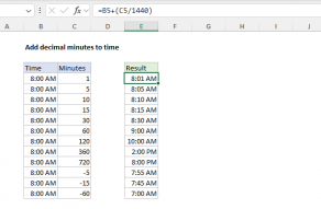 Excel formula: Add decimal minutes to time