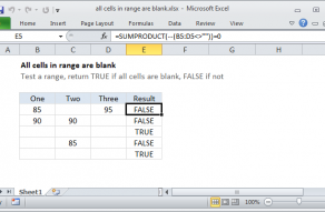 Excel formula: All cells in range are blank