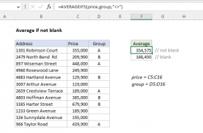 Excel formula: Average if not blank