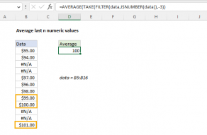 Excel formula: Average last 3 numeric values