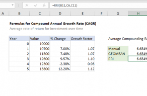 Excel formula: CAGR formula examples