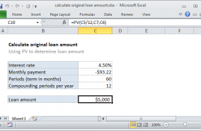 Excel formula: Calculate original loan amount