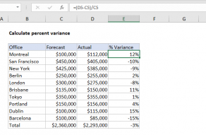 Excel formula: Calculate percent variance