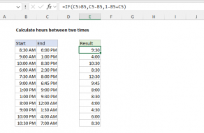 Excel formula: Calculate hours between two times