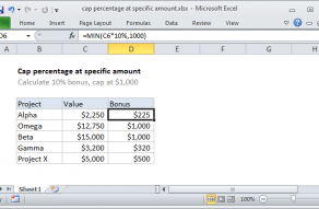 Excel formula: Cap percentage at specific amount