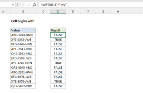 Excel formula: Cell begins with