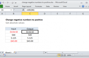 Excel formula: Change negative numbers to positive