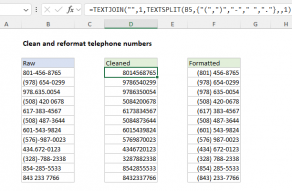 Excel formula: Clean and reformat telephone numbers