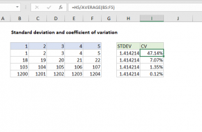 Excel formula: Coefficient of variation