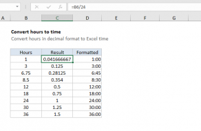 Excel formula: Convert decimal hours to Excel time