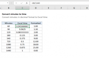 Excel formula: Convert decimal minutes to Excel time